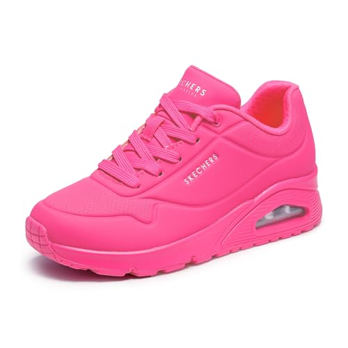 SKECHERS حذاء سنيكرز سكيشرز للنساء أونو-نايت شيدز مع رغوة الذاكرة المبردة، نعل وسطى سكيش-إير، الجزء العلوي من دورابوك، وردي ساخن، 10 عريض - Image 4