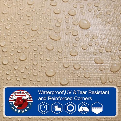 MVPNET Tarp 6x8(2pack) Heavy Duty Waterproof Beige Tarp 12.5mil,Durable,Multipurpose, Weather Resistant,Uv Resistant,Tear Resistant,Can Be Used for Outdoor Furniture,Cars,Ships,Roofs-by MVPNET - Image 4