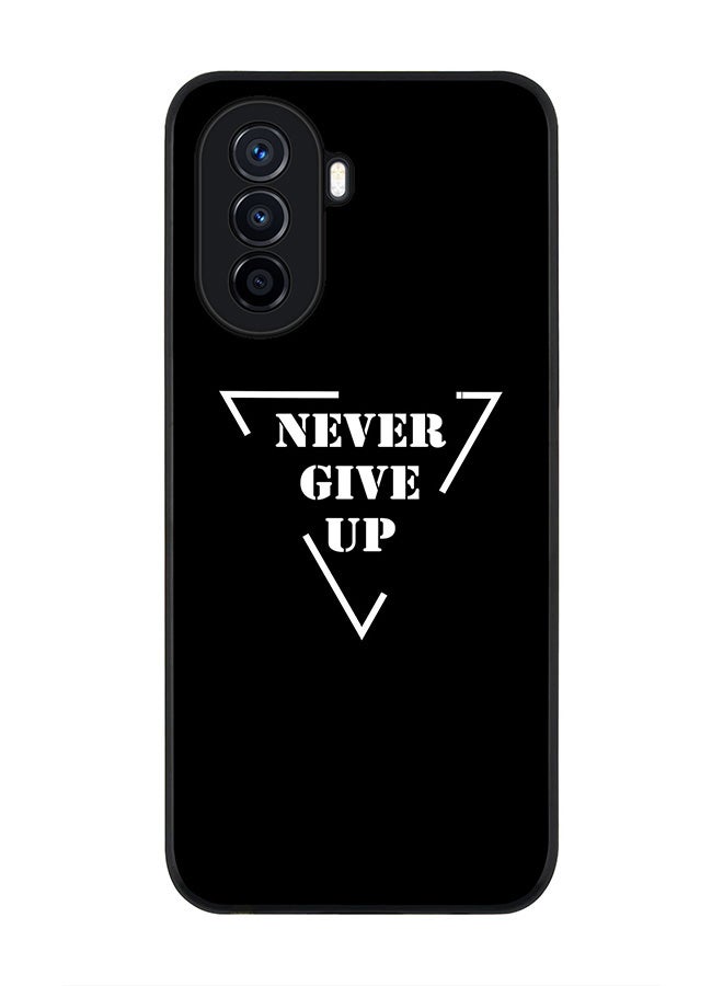 Stylizedd Rugged Black Edge case for Huawei nova Y71, Slim fit Soft Case Flexible Rubber Edges Anti Drop TPU Gel Thin Cover - Never give up - Image 1