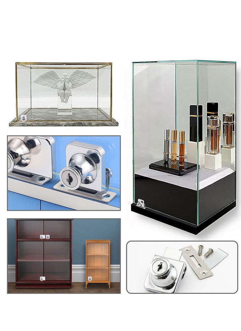 Y&D - Glass Cabinet Lock 2Set Single Swing Showcase Door with 4Keys Display Replacement Locks for 5-8mm Separate Key Without Drilling Museum Office (Zinc Alloy) - Image 1