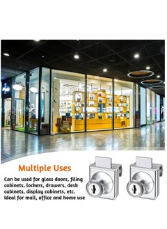 Y&D Glass Cabinet Lock 2Set Single Swing Showcase Door with 4Keys Display Replacement Locks for 5-8mm Separate Key Without Drilling Museum Office (Zinc Alloy)  - Image 4