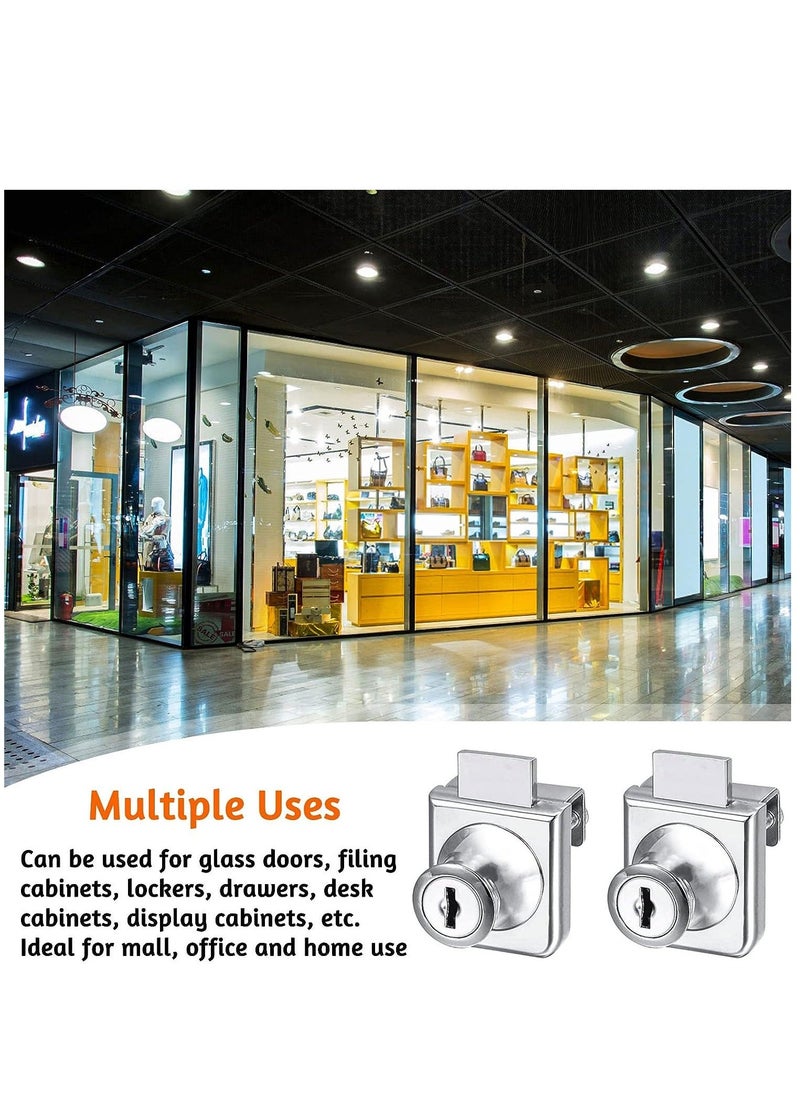 Y&D - Glass Cabinet Lock 2Set Single Swing Showcase Door with 4Keys Display Replacement Locks for 5-8mm Separate Key Without Drilling Museum Office (Zinc Alloy) - Image 1