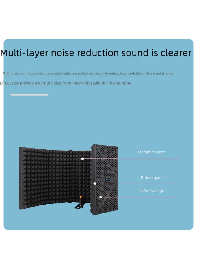 Live Broadcast Karaoke Condenser Microphone Sound Insulation Cotton Sound Absorption Cotton Microphone Sound Insulation Board Wind Screen Five Door Sound Insulation Cover - Image 4