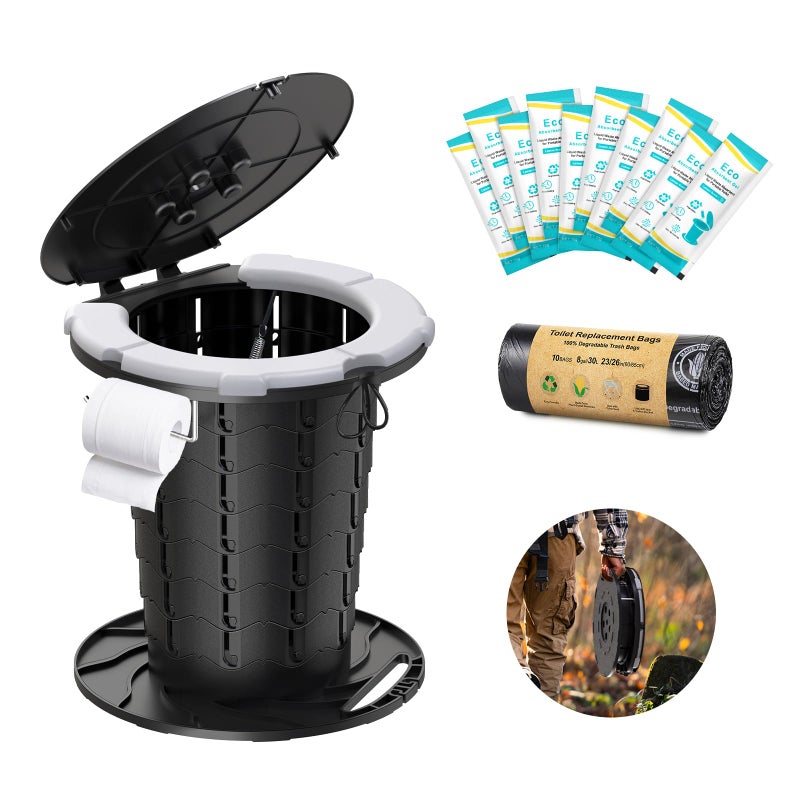 BLIKA Upgraded Retractable Portable Toilet with Soft Cushioned Seat 350LBS Foldable Camp Toilet for Adults Kids Compact Travel Toilet for Camping Hiking RV Travel Road Trips - Image 2