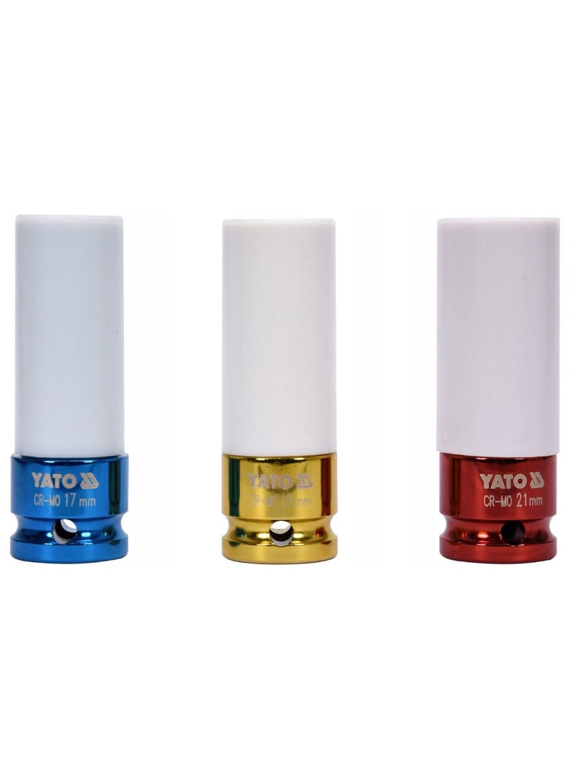 YATO Deep Thin Wall Impact Sockets 3pcs 1/2"Dr YT-1056 PL