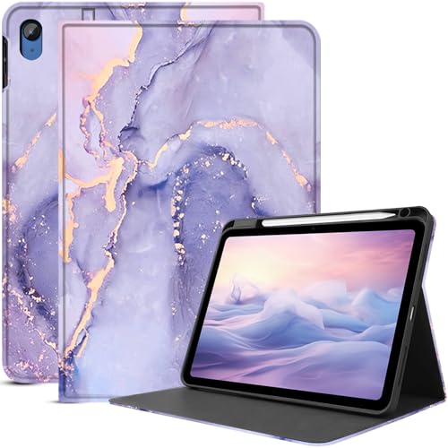Robustrion Cover Case for iPad 11th Generation (A16) / 10th Generation Cover, Folio Cover Case with [Pencil Holder] [Auto Sleep Wake] for iPad 10th Gen 10.9 inch / 11th Gen 11 inch - Marble Lilac - Image 1