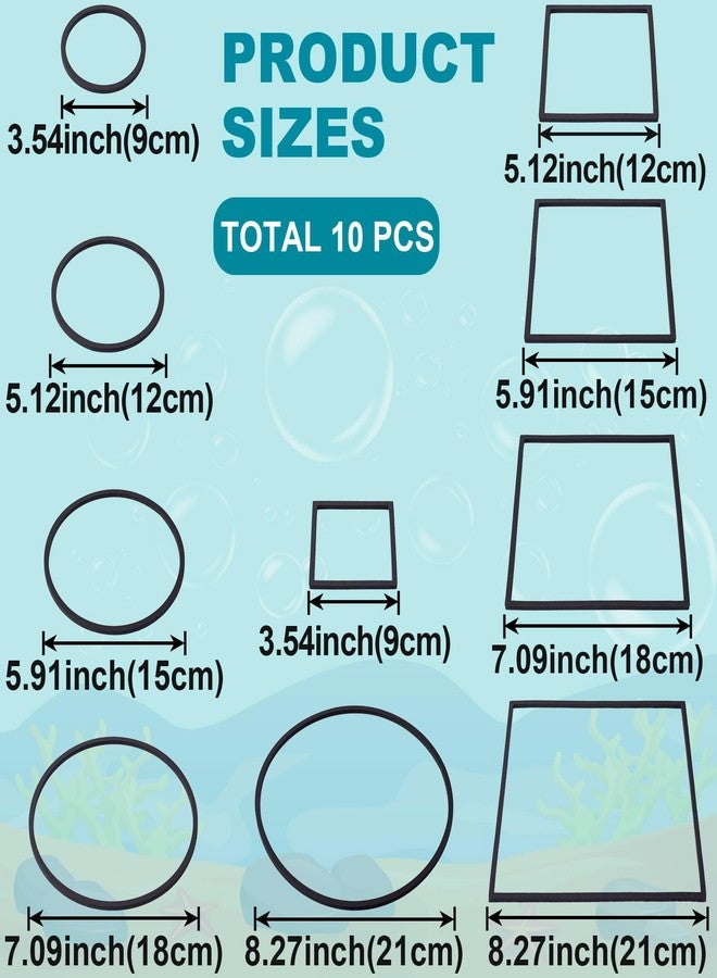 OIIKI 10 PCS Fish Feeding Rings Sets, Floating Aquarium Plant Corral, Floating Plant Rings, Oval and Square Fish Feeding Rings, Fish Tank Aquarium Accessories for Fish Tank, Floating Plants - Black - Image 2