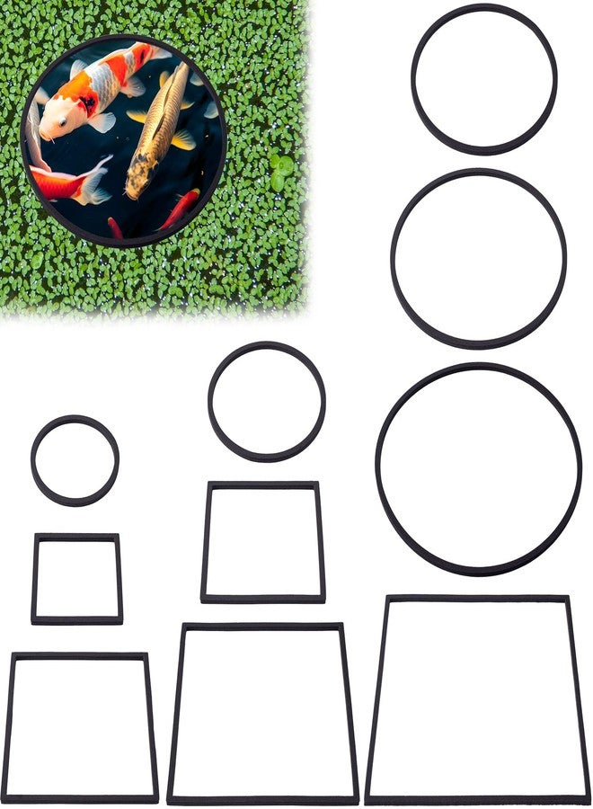 OIIKI 10 PCS Fish Feeding Rings Sets, Floating Aquarium Plant Corral, Floating Plant Rings, Oval and Square Fish Feeding Rings, Fish Tank Aquarium Accessories for Fish Tank, Floating Plants - Black - Image 1