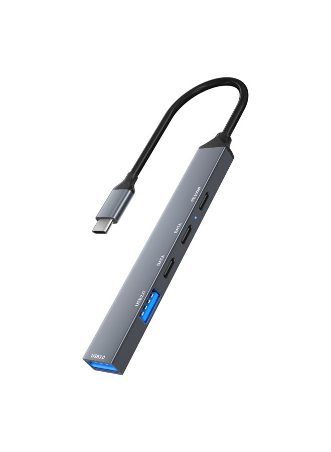 TYPE-C Five-in-one Multi-function Splitter PD Aluminum Alloy Expansion Dock U Disk Transmission Computer Mobile Phone Hub-Number Of Interfaces:Five-in-one USB * 2 + Type-c Data Port * 2 + PD Fast Charge