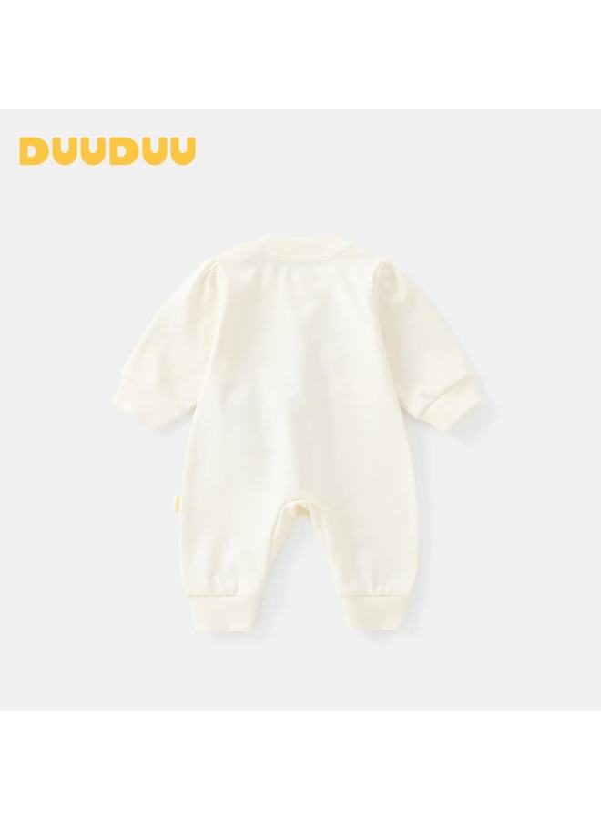 Duuduu Baby Girl Romper Newborn Cute Long Sleeve Jumpsuit Spring Autumn Outing Apricot 66cm - Image 2