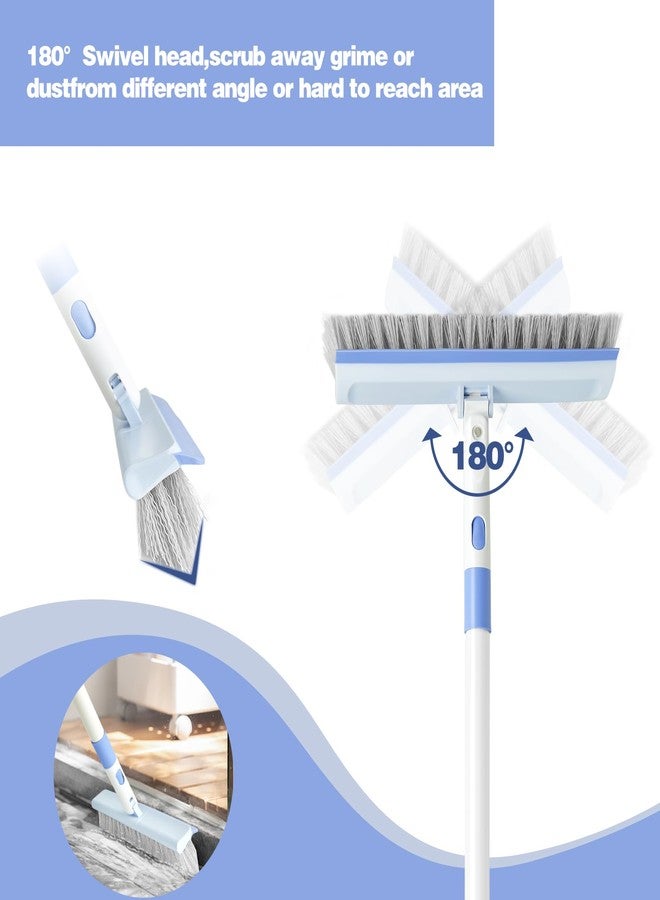 XXFLOWER Floor Scrub Brush and V-Shape Grout Brush with Long Handle 3 in 1 Replaceable Head Scrape Brush Stiff Bristle with Swivel Head for Cleaning Tiles Hardwood Floors Patios Blue - Image 5