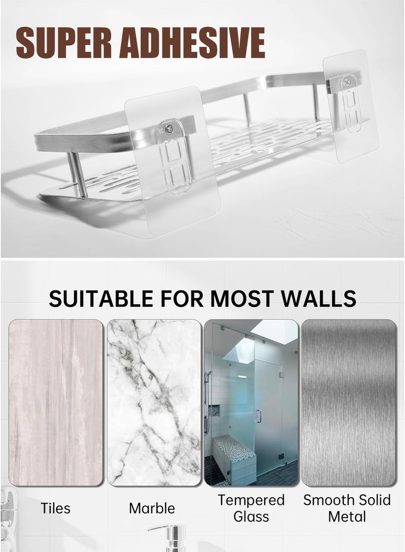 WinHolder Shower Caddy Shelf【Thickened Upgraded Version】, Adhesive Silver Bathroom Shower Rack, No Drilling Wall Mounted Shower Organizer, Rustproof Basket for Bathroom, Toilet, Kitchen (2 Pack) - Image 5