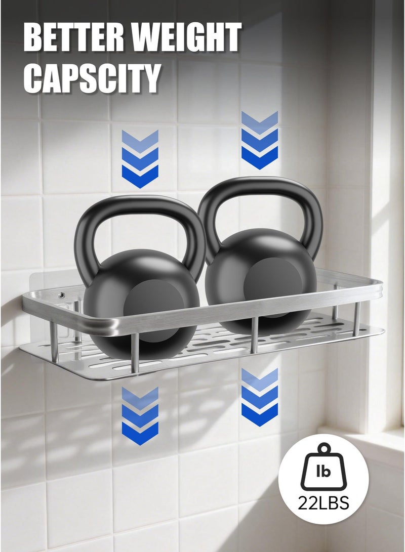 WinHolder Shower Caddy Shelf【Thickened Upgraded Version】, Adhesive Silver Bathroom Shower Rack, No Drilling Wall Mounted Shower Organizer, Rustproof Basket for Bathroom, Toilet, Kitchen (2 Pack) - Image 3
