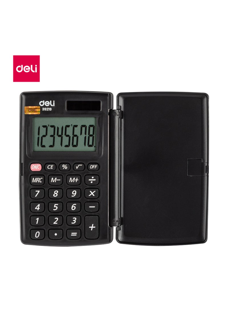 Deli Deli Calculator - 8 Digits, Dual Power, Compact Design, Black, E39219  - Image 1