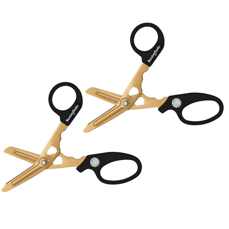 Nursingtools Hummingbird 4 in 1 Medical Scissors - Compact Pocket Size Trauma Shears for Nurses, Students, Respiratory Therapists, Veterinarians, and Medical Professionals (Black + Black) - Image 1