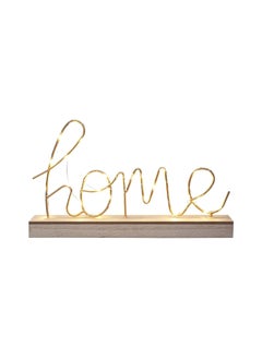 Generic “Home” Word LED Sign Decorative Lamp for Tabletop, Mantel or Shelf Display; Wood Base & Gold Light Up Letters; Modern Farmhouse Living Room, Bedroom, Table Decoration; Battery Operated LED Room Decor  - Image 1