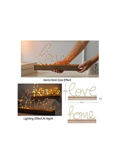 Generic “Home” Word LED Sign Decorative Lamp for Tabletop, Mantel or Shelf Display; Wood Base & Gold Light Up Letters; Modern Farmhouse Living Room, Bedroom, Table Decoration; Battery Operated LED Room Decor  - Image 4