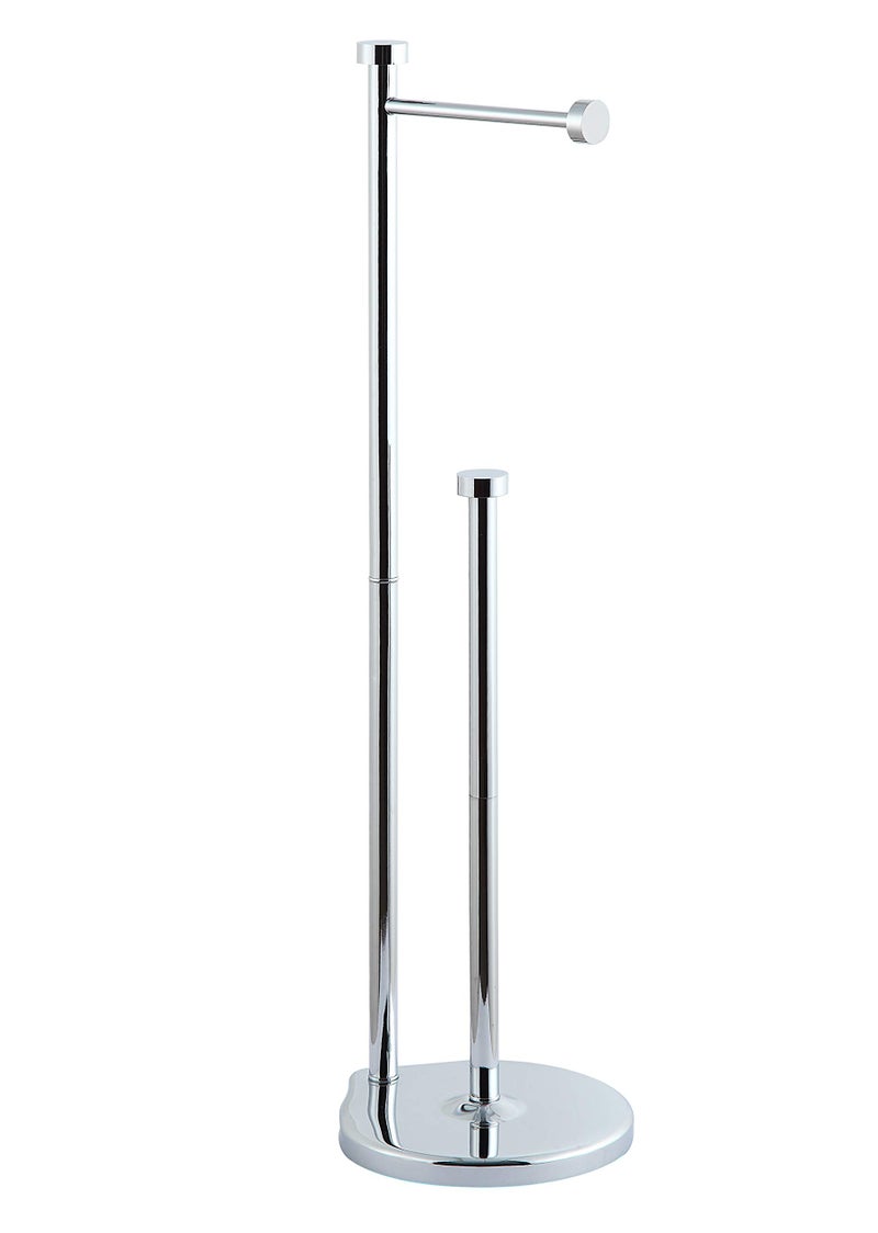 SunnyPoint Free Standing Bathroom Toilet Paper Holder Stand with Reserve, Reserve Area has Enough Space for Jumbo Roll (Chrome) - Image 3