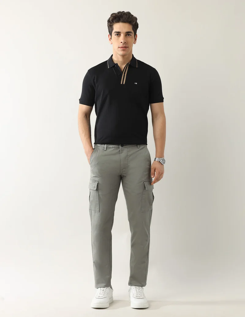Arrow Grey Mid Rise Autoflex Trousers for Men | Best Price UAE