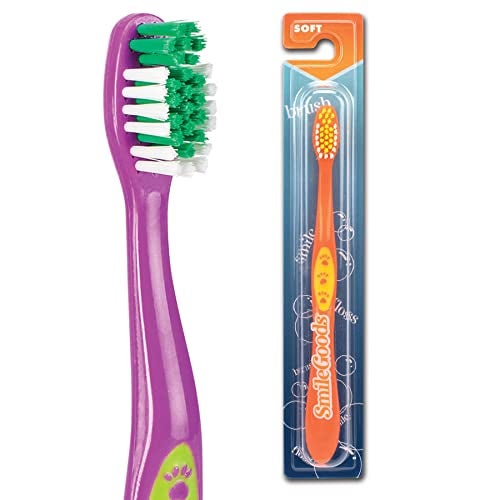 Practicon SmileGoods Y331 Child Toothbrush, Soft, Paw Print Grip, Individually Packaged Toothbrushes, Assorted Colors, Bulk Pack of 72 - Image 1
