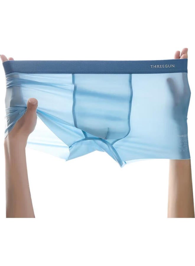 THREEGUN 【Cold River Series】Men'S Ice Silk Underwear Men'S Color-Block Summer Ice Silk Shorts Men'S Ice-Cool Smooth Pants - Image 3