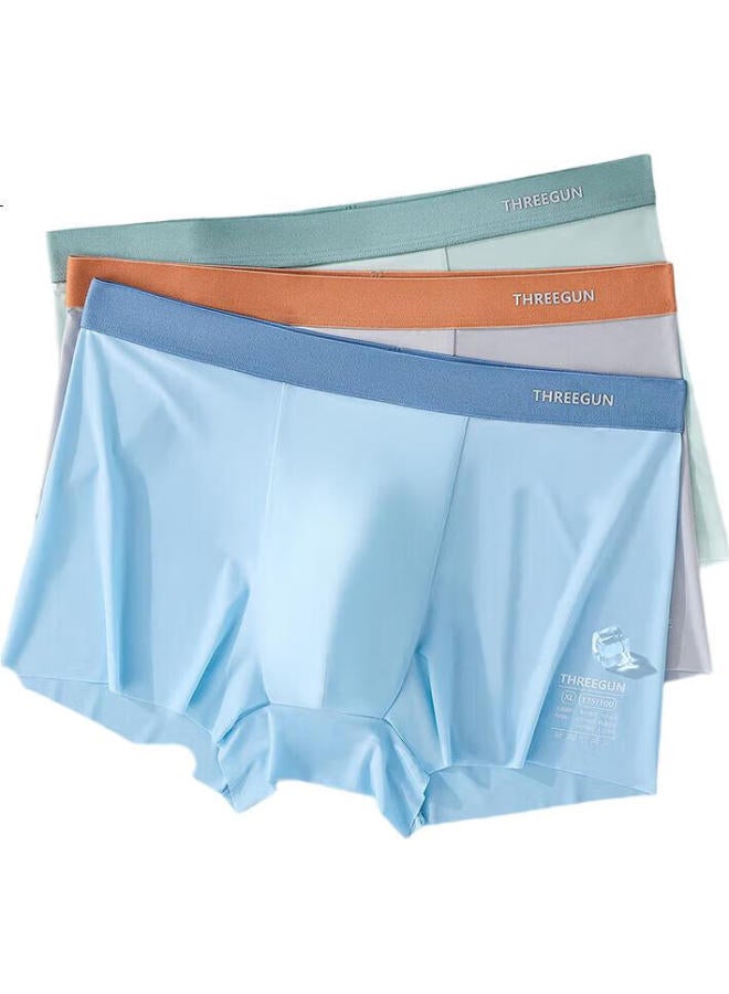 THREEGUN 【Cold River Series】Men'S Ice Silk Underwear Men'S Color-Block Summer Ice Silk Shorts Men'S Ice-Cool Smooth Pants - Image 2