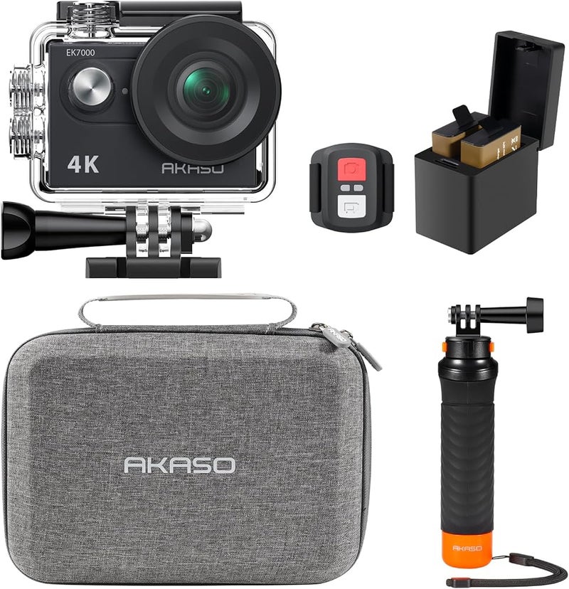 AKASO EK7000 4K30FPS 20MP WiFi Action Camera with Floating Hand Grip - Ultra HD Underwater Camera 131FT Waterproof with EIS Remote Control 4X Zoom in Photo Mode Support External Microphone - Image 1