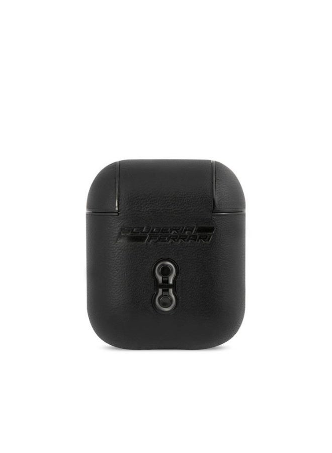 فيراري جراب سماعات ابل ايربودز 1 و2 بلاستيك وجلد مع شارة فيراري صفراء من فيراري لون أسود - Image 2