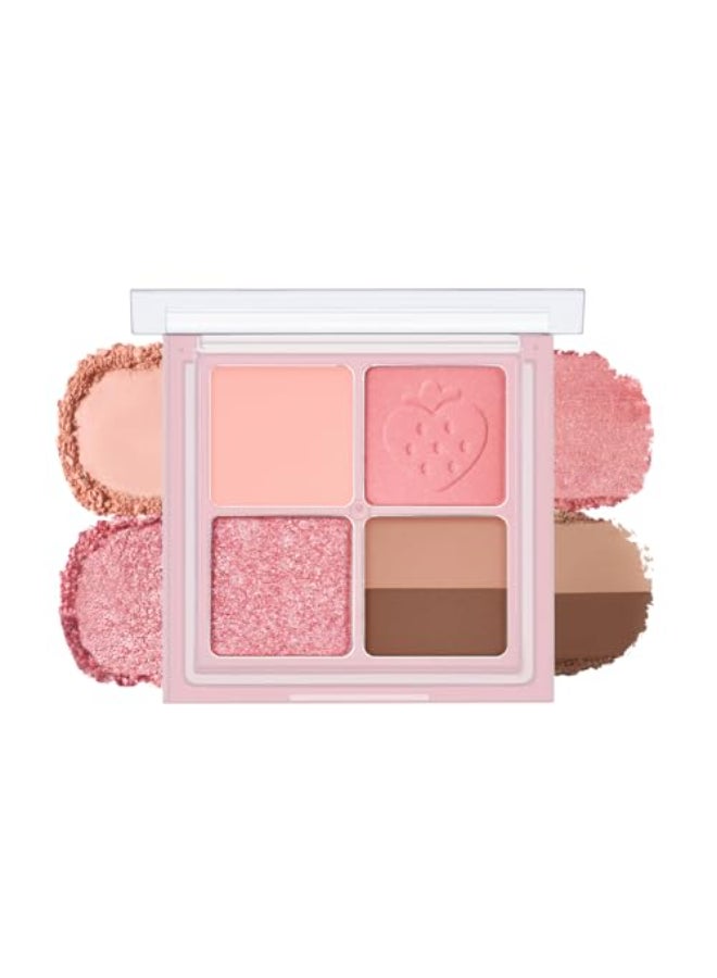 Peripera Ink Pocket Shadow Palette Eyeshadow Quads Creamy Formula Blendable Matte Shimmer Shades Easy to Apply 007 SPRING STRAWBERRIES IN THE SUN One Size - Image 1