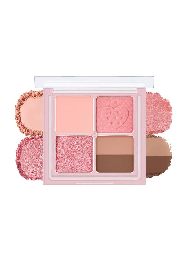Peripera Ink Pocket Shadow Palette Eyeshadow Quads Creamy Formula Blendable Matte Shimmer Shades Easy to Apply 007 SPRING STRAWBERRIES IN THE SUN One Size - Image 2
