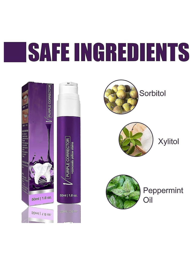 Eelhope Purple whitening toothpaste brightening color corrector teeth whitening for sensitive teeth 50ml - Image 2