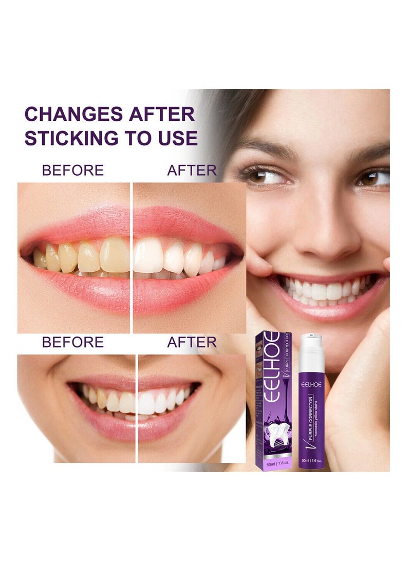 Eelhope Purple whitening toothpaste brightening color corrector teeth whitening for sensitive teeth 50ml - Image 3