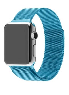 Metal Magnetic Band for Apple Watch Milanese Loop 42mm 44mm 45mm, Stainless Steel Alloy Mesh Replacement Watch Strap for iWatch Series 7/SE/6/5/4/3/2/1 Sky Blue