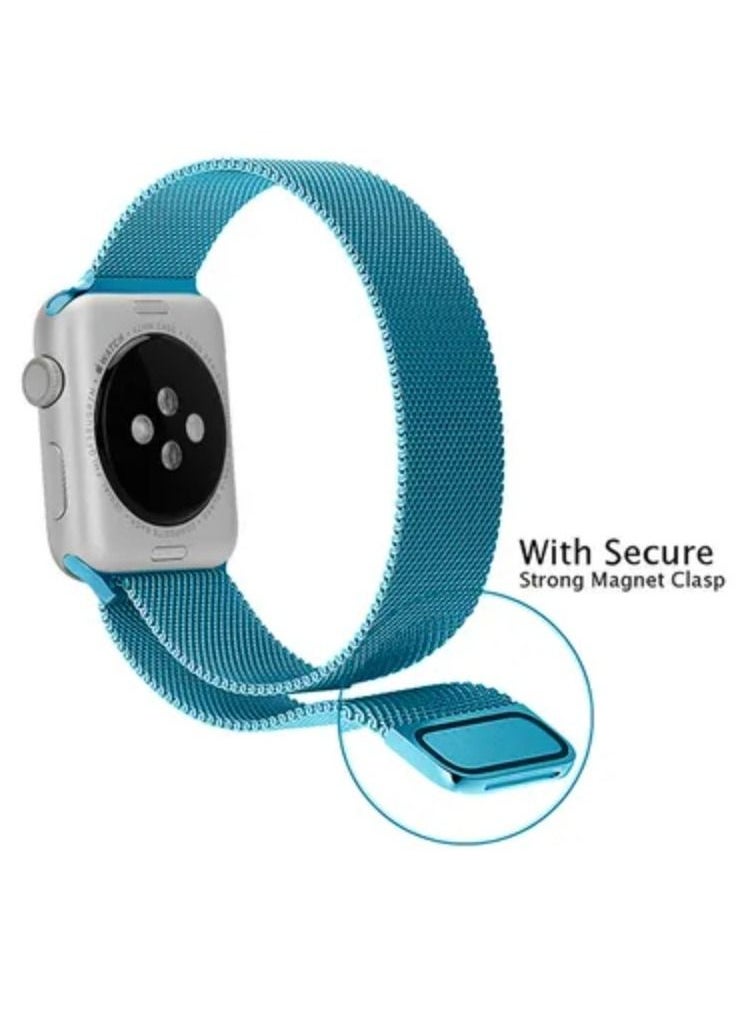 VITION - Metal Magnetic Band for Apple Watch Milanese Loop 42mm 44mm 45mm, Stainless Steel Alloy Mesh Replacement Watch Strap for iWatch Series 7/SE/6/5/4/3/2/1 Sky Blue - Image 1