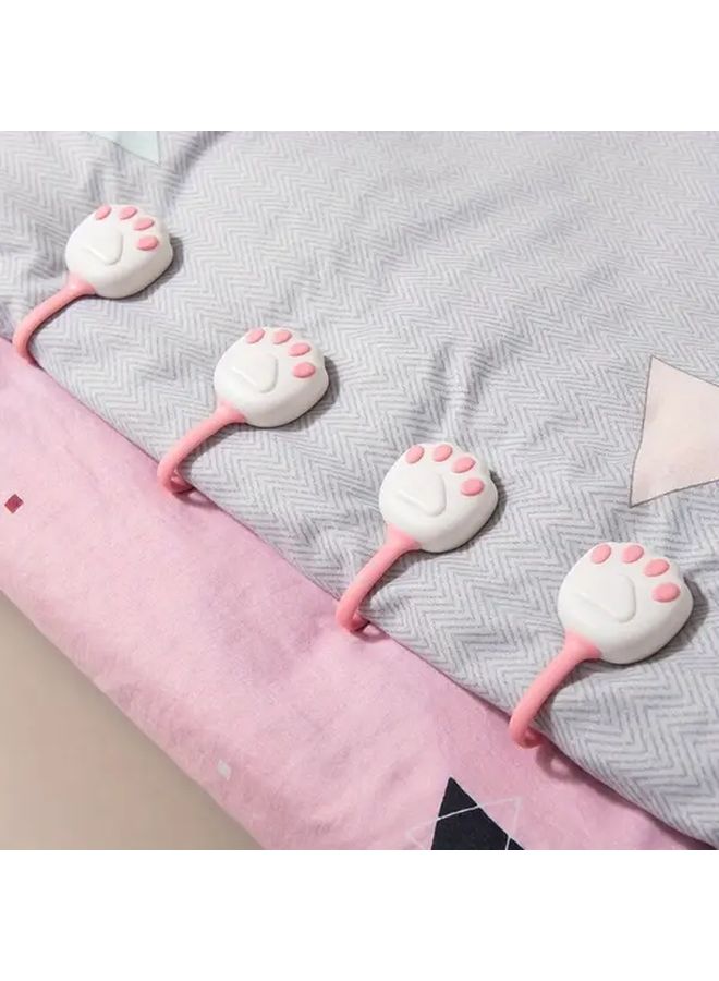 Cartoon Cat Paw Blanket Fastener Anti Slip Corner Clips For Duvet Covers And Quilts With No Mark Nails Pink - Image 1