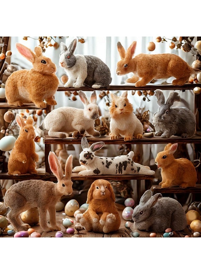 TOYMANY ألعاب تويماني 12 قطعة من شخصيات أرنب عيد الفصح للأطفال، شخصيات أرنب ألعاب حيوانات المزرعة لتزيين الكعك وهدايا الحفلات للأطفال الصغار - Image 3