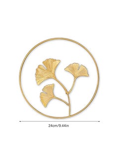 The Bros Round Leaves, Metal Wall Art, Iron Wall Sculptures Wall Ornaments, Gold Metal Leaf Wall, Nature Gingko Biloba Art, for Home Hotel Living Room Office Decoration, 2Pcs (Gold)  - Image 2