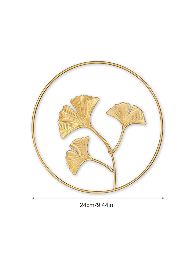 The Bros Round Leaves, Metal Wall Art, Iron Wall Sculptures Wall Ornaments, Gold Metal Leaf Wall, Nature Gingko Biloba Art, for Home Hotel Living Room Office Decoration, 2Pcs (Gold) - Image 2