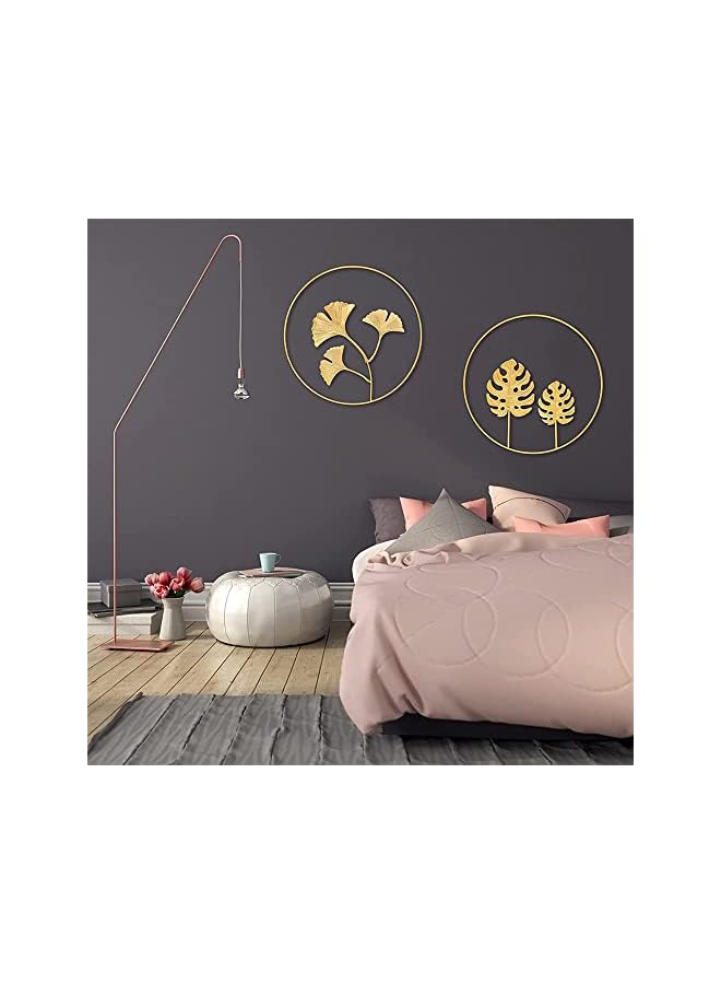 The Bros Round Leaves, Metal Wall Art, Iron Wall Sculptures Wall Ornaments, Gold Metal Leaf Wall, Nature Gingko Biloba Art, for Home Hotel Living Room Office Decoration, 2Pcs (Gold) - Image 5
