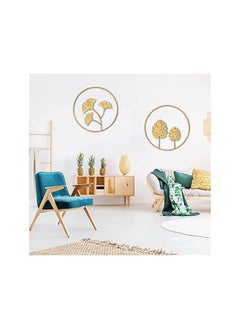 The Bros Round Leaves, Metal Wall Art, Iron Wall Sculptures Wall Ornaments, Gold Metal Leaf Wall, Nature Gingko Biloba Art, for Home Hotel Living Room Office Decoration, 2Pcs (Gold)  - Image 4