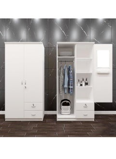 Generic Empire Furniture Modern White 2-Door Wardrobe for Bedroom Heavy Duty with Secure Storage & Lockable Drawers  - Image 5