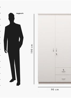 Generic Empire Furniture Modern White 2-Door Wardrobe for Bedroom Heavy Duty with Secure Storage & Lockable Drawers  - Image 1
