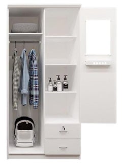 Generic Empire Furniture Modern White 2-Door Wardrobe for Bedroom Heavy Duty with Secure Storage & Lockable Drawers  - Image 3