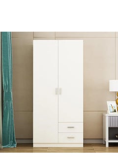 Generic Empire Furniture Modern White 2-Door Wardrobe for Bedroom Heavy Duty with Secure Storage & Lockable Drawers  - Image 4