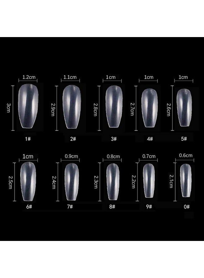 Fameza 100 Pcs Clear Coffin Nails Fake Nails Full Cover Acrylic Nails False Nail Tips(10 Sizes) - Image 2