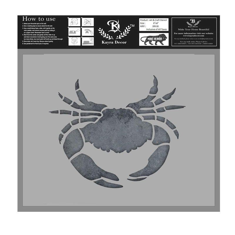 Kayra Decor Kayra Decor Reusable Maryland Crab Stencil Painting Stencils for Art and Craft,Walls,Floor,Painting Canvas Art,T-Shirt, Cookie & Cake Decoration,Drawing Stencils for Kids, 6"x 6" (Pack of 1) - Image 1
