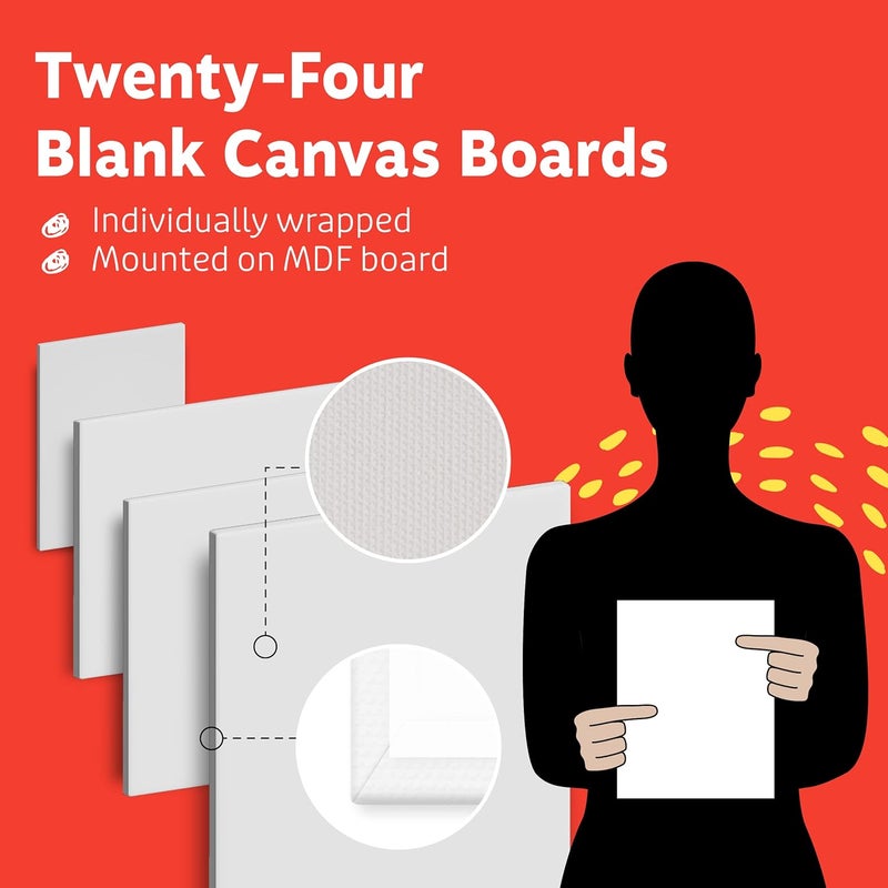 Artlicious Canvases for Painting - Pack of 24, 4 x 6 Inch Blank White Canvas Boards - 100% Cotton Art Panels for Oil, Acrylic & Watercolor Paint - Image 3