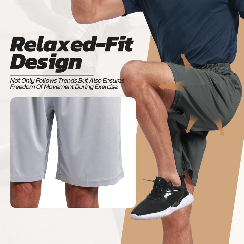 BOOJO 3 Pack Gym Basketball Mens Shorts - Quick Dry Black Workout Athletic Shorts with Pockets for Casual Running (S-6XL) - Image 4
