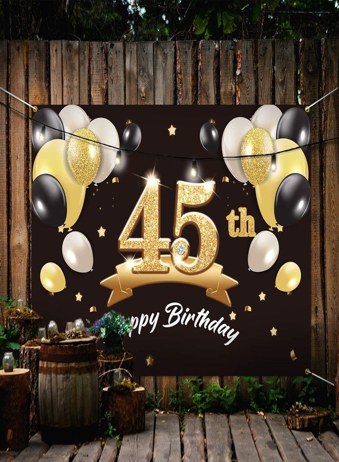 PAKBOOM Happy 45th Birthday Banner Backdrop - 45 Birthday Party Decorations Supplies for Men - Black Gold 4 x 6ft - Image 5