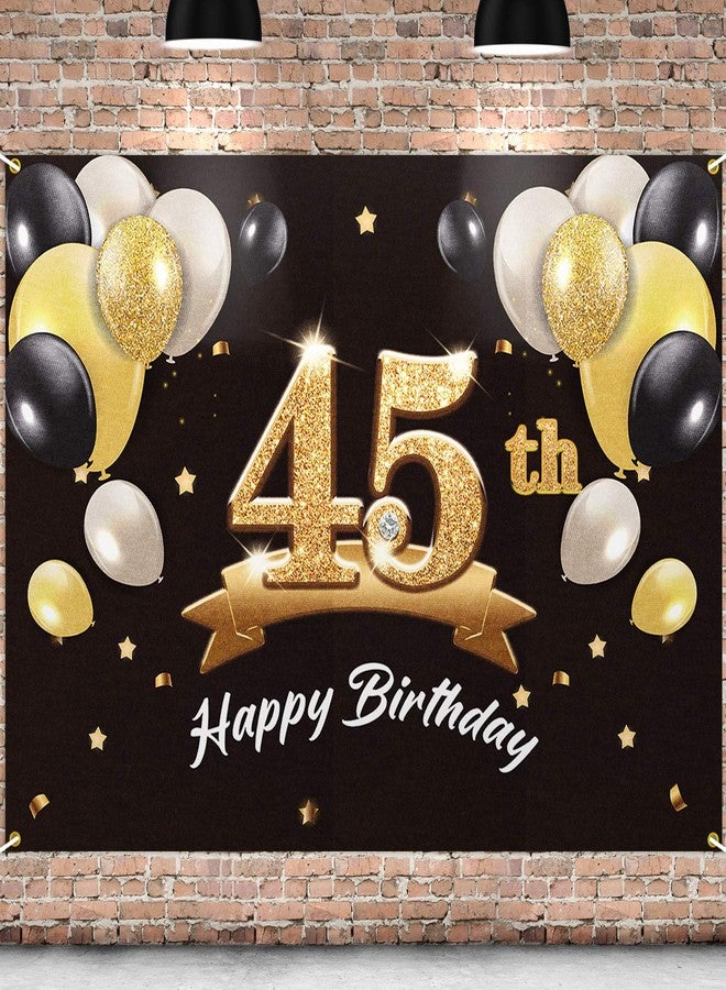 PAKBOOM Happy 45th Birthday Banner Backdrop - 45 Birthday Party Decorations Supplies for Men - Black Gold 4 x 6ft - Image 1